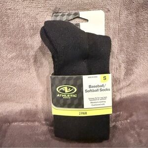Athletic Works Youth size small 2-pk. Black baseball/ softball unisex socks